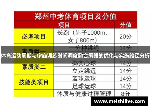 体育运动周期与家庭训练时间调度融合策略的优化与实施路径分析